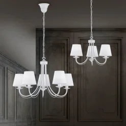 Trio Reality Gemütlicher Kronleuchter Stoff Metall Stoff E14 3-flmg< Hängelampen|Bürolampen