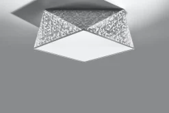 Wohnzimmerlampen|Moderne Lampen*Sollux Geometrische Deckenlampe Grau gemustert B:40cm 2x E27