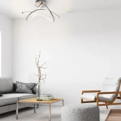 Just Light Geschwungene LED Deckenlampe in Stahl 3000 K warmweiß< Deckenleuchten|Flurlampen