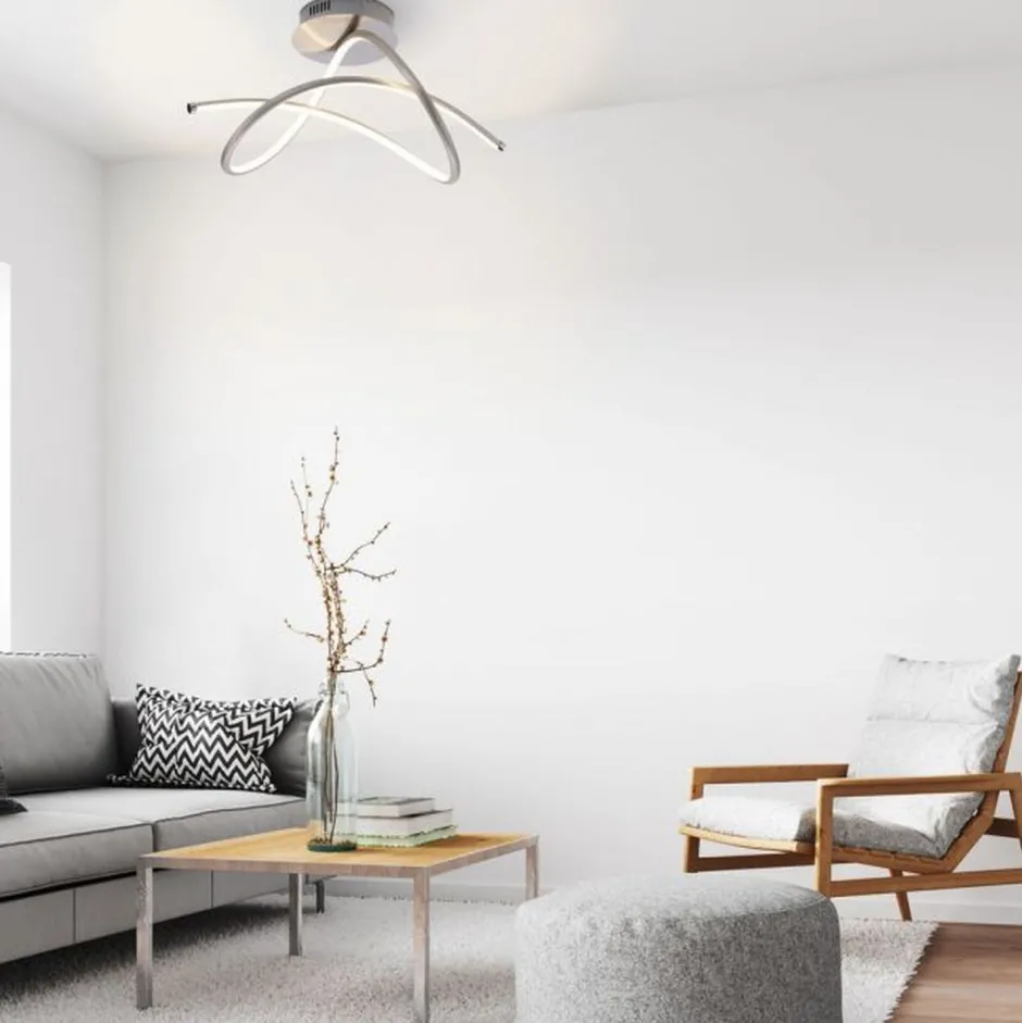 Just Light Geschwungene LED Deckenlampe in Stahl 3000 K warmweiß< Deckenleuchten|Flurlampen