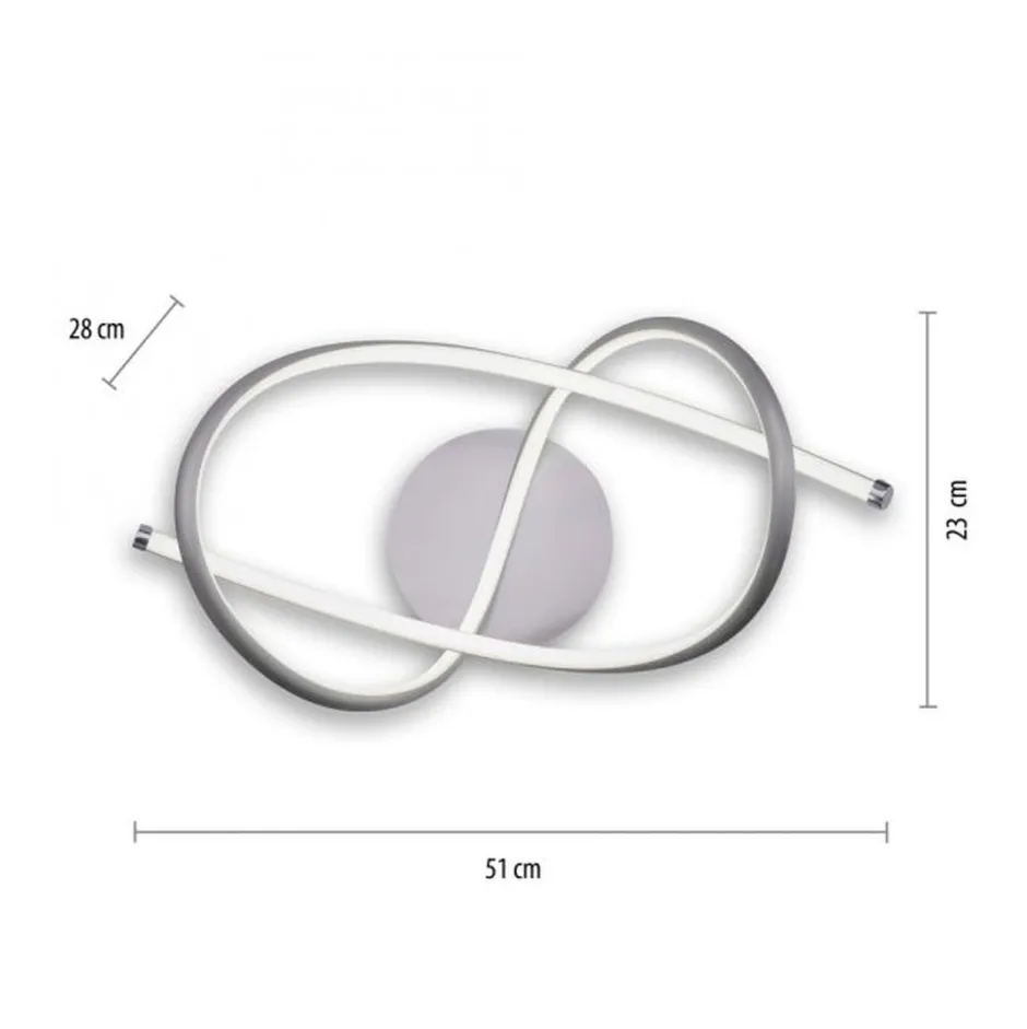 Just Light Geschwungene LED Deckenlampe in Stahl 3000 K warmweiß< Deckenleuchten|Flurlampen