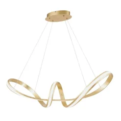 Hängelampen|Bürolampen*Paul Neuhaus Geschwungene LED Pendelleuchte in Gold L:91 cm dimmbar