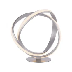 Wohnzimmerlampen|Schlafzimmer Lampen*Paul Neuhaus Geschwungene LED Tischlampe in Silber Metall dimmbar