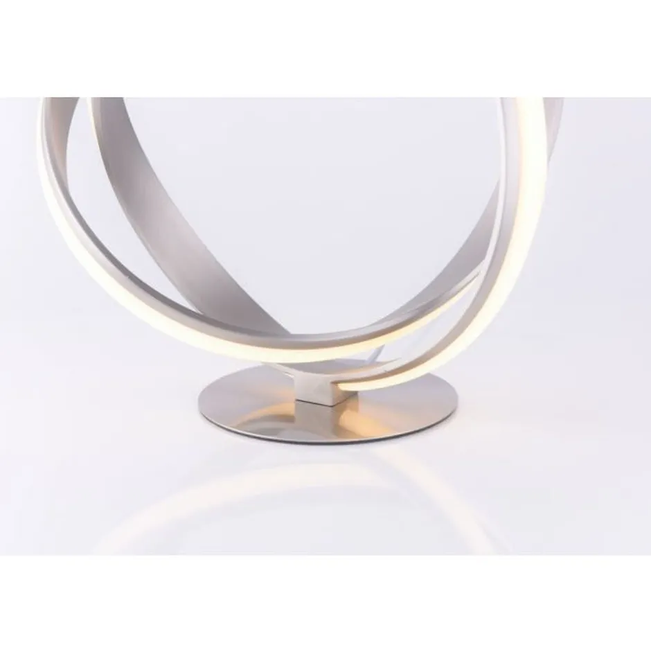 Wohnzimmerlampen|Schlafzimmer Lampen*Paul Neuhaus Geschwungene LED Tischlampe in Silber Metall dimmbar