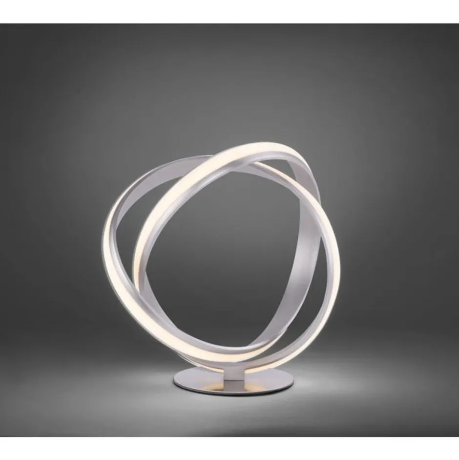 Wohnzimmerlampen|Schlafzimmer Lampen*Paul Neuhaus Geschwungene LED Tischlampe in Silber Metall dimmbar