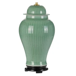 Keramiklampen|Wohnzimmerlampen*Elstead Gestell für Tischleuchte Keramik E27 50 cm Grün Klassisch