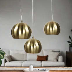 Designerlampen|Retro Lampen*Invicta Interior Glanzvolle Hängelampe MIRRI Gold Retro Esstisch