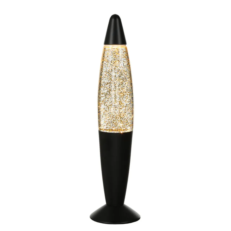 Easylight Glitter Lavalampe Schwarz Gold 36 cm Retro TIMMY< Retro Lampen|Lavalampen