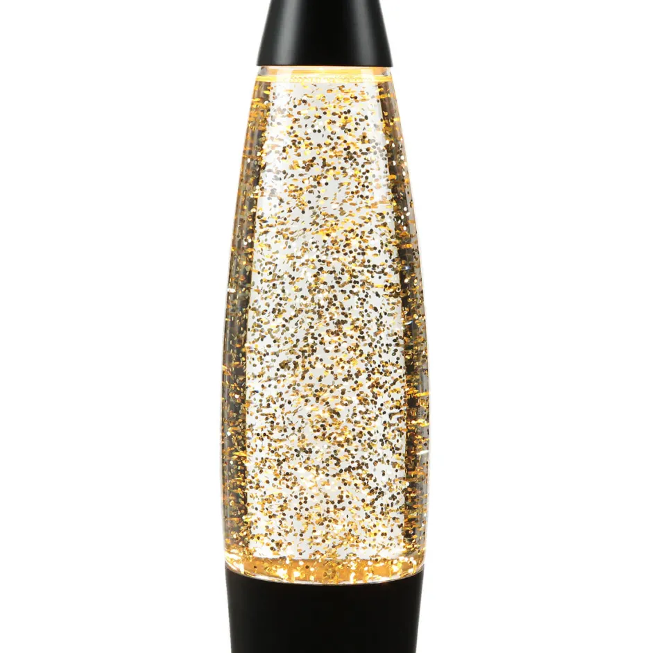 Easylight Glitter Lavalampe Schwarz Gold 36 cm Retro TIMMY< Retro Lampen|Lavalampen