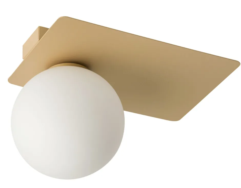 Sigma Goldene Deckenlampe Metall Glas Kugel Ø12,1 cm L:25 cm< Deckenleuchten|Flurlampen