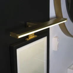 Flurlampen|Metall Lampen*Searchlight Goldene LED Spiegelleuchte Aluminium IP44 9 W 687 lm