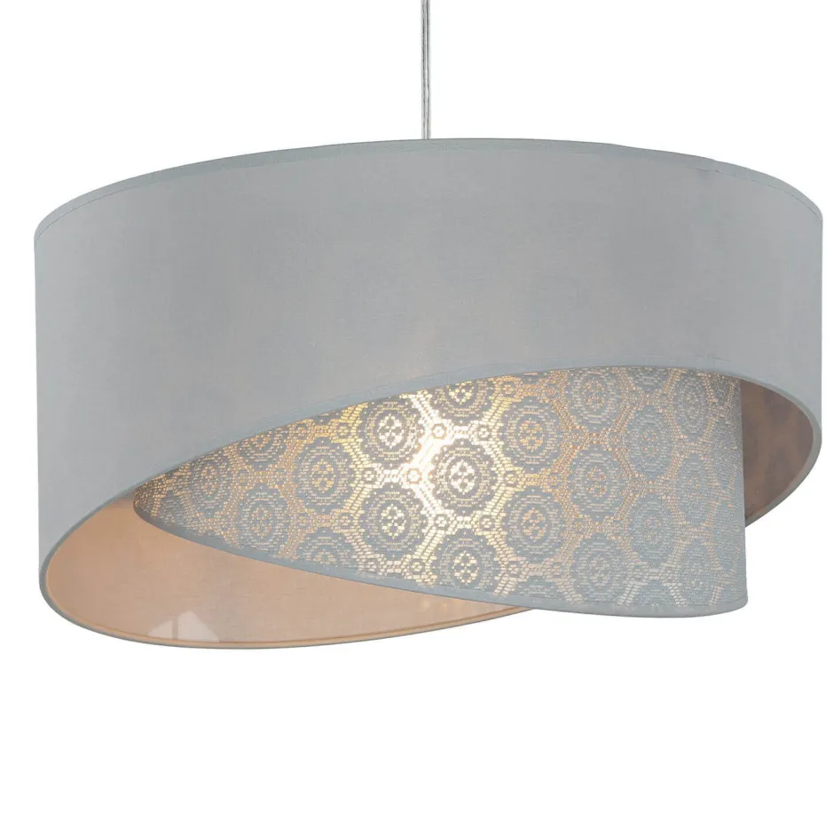 Hängelampen|Esszimmer Lampen*Duolla Graue Hängelampe Stoff Spitze SELMA Schlafzimmer