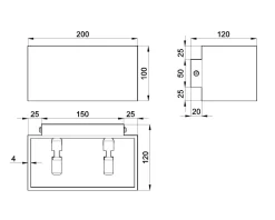 Wandleuchten|Flurlampen*Sollux Graue Wandlampe Aluminium eckig Modern vielseitig