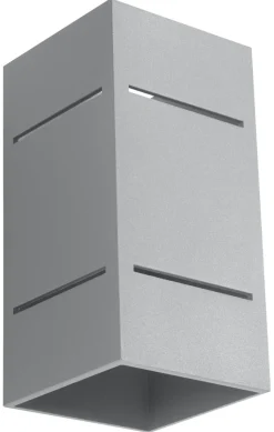 Sollux Graue Wandleuchte Aluminium eckig H:20cm Up Down Modern< Wandleuchten|Flurlampen