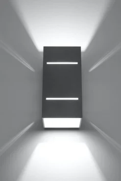 Sollux Graue Wandleuchte Aluminium eckig H:20cm Up Down Modern< Wandleuchten|Flurlampen