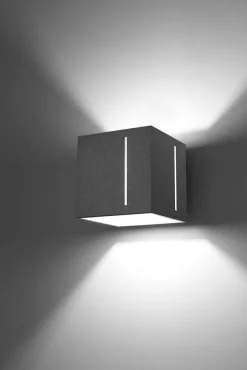 Sollux Graue Wandleuchte FUFIA Aluminium Up Down eckig Modern< Wandleuchten|Flurlampen