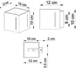 Sollux Graue Wandleuchte FUFIA Aluminium Up Down eckig Modern< Wandleuchten|Flurlampen