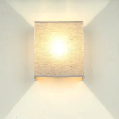 Wandleuchten|Flurlampen*Duolla Graue Wandleuchte Stoff Schirm eckig Loft Design ALICE