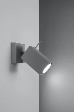 Spots|Wandleuchten*Sollux Grauer Wandspot eckig GU10 verstellbar Wandleuchte Flur