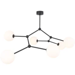 TK Lighting Große Deckenlampe Metall Glas 6-flammig 105 cm lang< Deckenleuchten|Kugellampen