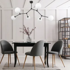 TK Lighting Große Deckenlampe Metall Glas 6-flammig 105 cm lang< Deckenleuchten|Kugellampen