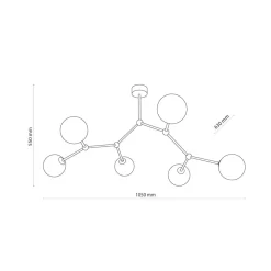 TK Lighting Große Deckenlampe Metall Glas 6-flammig 105 cm lang< Deckenleuchten|Kugellampen