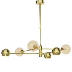 Jupiter Große Deckenlampe Metall Glas in Gold Bernstein blendarm< Deckenleuchten|Bürolampen