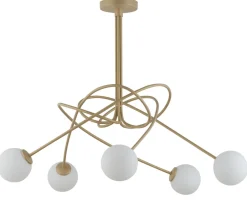 Sigma Große Deckenleuchte Glas Metall Gold L:85 cm blendarm< Deckenleuchten|Kugellampen