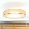 Moderne Lampen|Wohnzimmerlampen*TK Lighting Große Deckenleuchte Stoff Leinen Ø 78 cm rund Grau-Beige