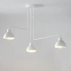 Deckenleuchten|Moderne Lampen*Sigma Große Deckenleuchte Weiß Metall 3-flammig E27 L:93 cm