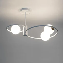 Deckenleuchten|Kugellampen*Sigma Große Deckenleuchte Weiß Metall Glas B:64 cm G9 Modern