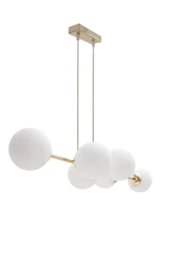 Belis Große Hängelampe blendarm Glas Metall 100 cm E27 Gold< Wohnzimmerlampen|Metall Lampen