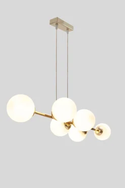 Belis Große Hängelampe blendarm Glas Metall 100 cm E27 Gold< Wohnzimmerlampen|Metall Lampen