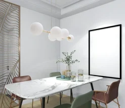 Belis Große Hängelampe blendarm Glas Metall 100 cm E27 Gold< Wohnzimmerlampen|Metall Lampen