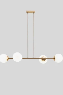 Belis Große Hängelampe blendarm Glas Metall 85 cm E27 in Gold< Wohnzimmerlampen|Metall Lampen