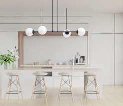 Hängelampen|Bürolampen*Belis Große Hängelampe blendarm Glas Metall 85 cm E27 Schwarz