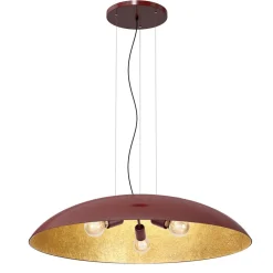 Hängelampen|Bürolampen*Luminex Große Hängelampe Stoff E27 Rot Gold Ø100 cm rund