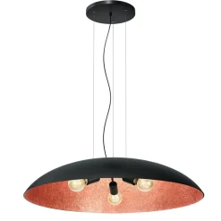 Luminex Große Hängelampe Stoff E27 Schwarz Kupfer Ø100 cm rund< Hängelampen|Bürolampen