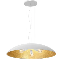 Hängelampen|Bürolampen*Luminex Große Hängelampe Stoff E27 Weiß Gold Ø100 cm rund