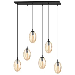 Emibig Große Hängeleuchte Glas 6x E14 70 cm länglich CARLU< Hängelampen|Bürolampen