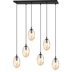 Emibig Große Hängeleuchte Glas 6x E14 70 cm länglich CARLU< Hängelampen|Bürolampen