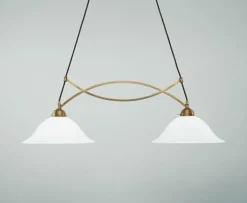 Hängelampen|Bürolampen*Berliner Messingleuchten Große Hängeleuchte Messing Glas gemütlich E27 96 cm