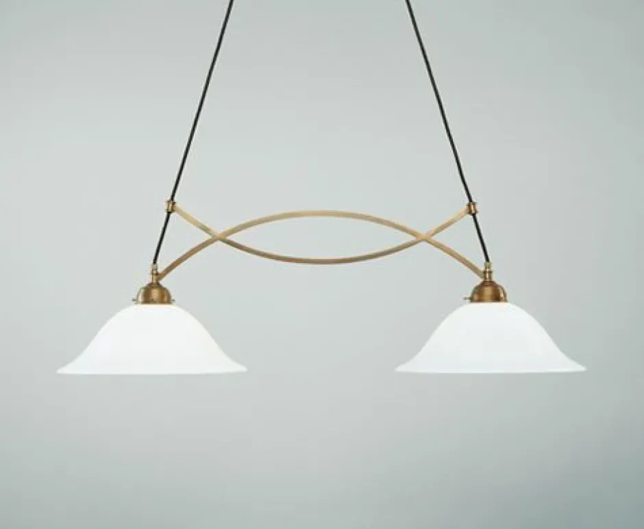 Hängelampen|Bürolampen*Berliner Messingleuchten Große Hängeleuchte Messing Glas gemütlich E27 96 cm