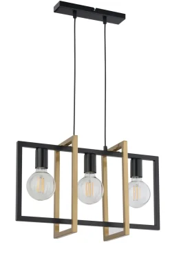 Hängelampen|Moderne Lampen*Sigma Große Hängeleuchte Schwarz Gold 3-flammig 50 cm elegant