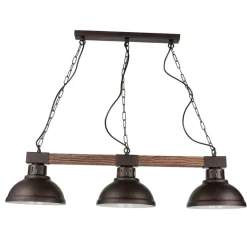 Luminex Große Hängeleuchte 3xE27 L:72cm Echt Holz HAKON< Wohnzimmerlampen|Holzlampen