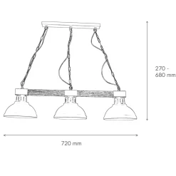 Luminex Große Hängeleuchte 3xE27 L:72cm Echt Holz HAKON< Wohnzimmerlampen|Holzlampen