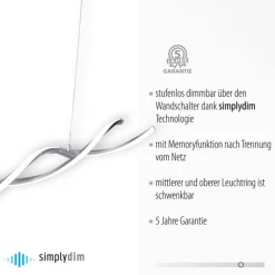 Hängelampen|Bürolampen*Paul Neuhaus Große LED Hängelampe in Stahl 110 cm 3000 K dimmbar