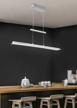 Hängelampen|Bürolampen*Trio Reality Große LED Hängeleuchte Metall Glas Touch Dimmer Nickel