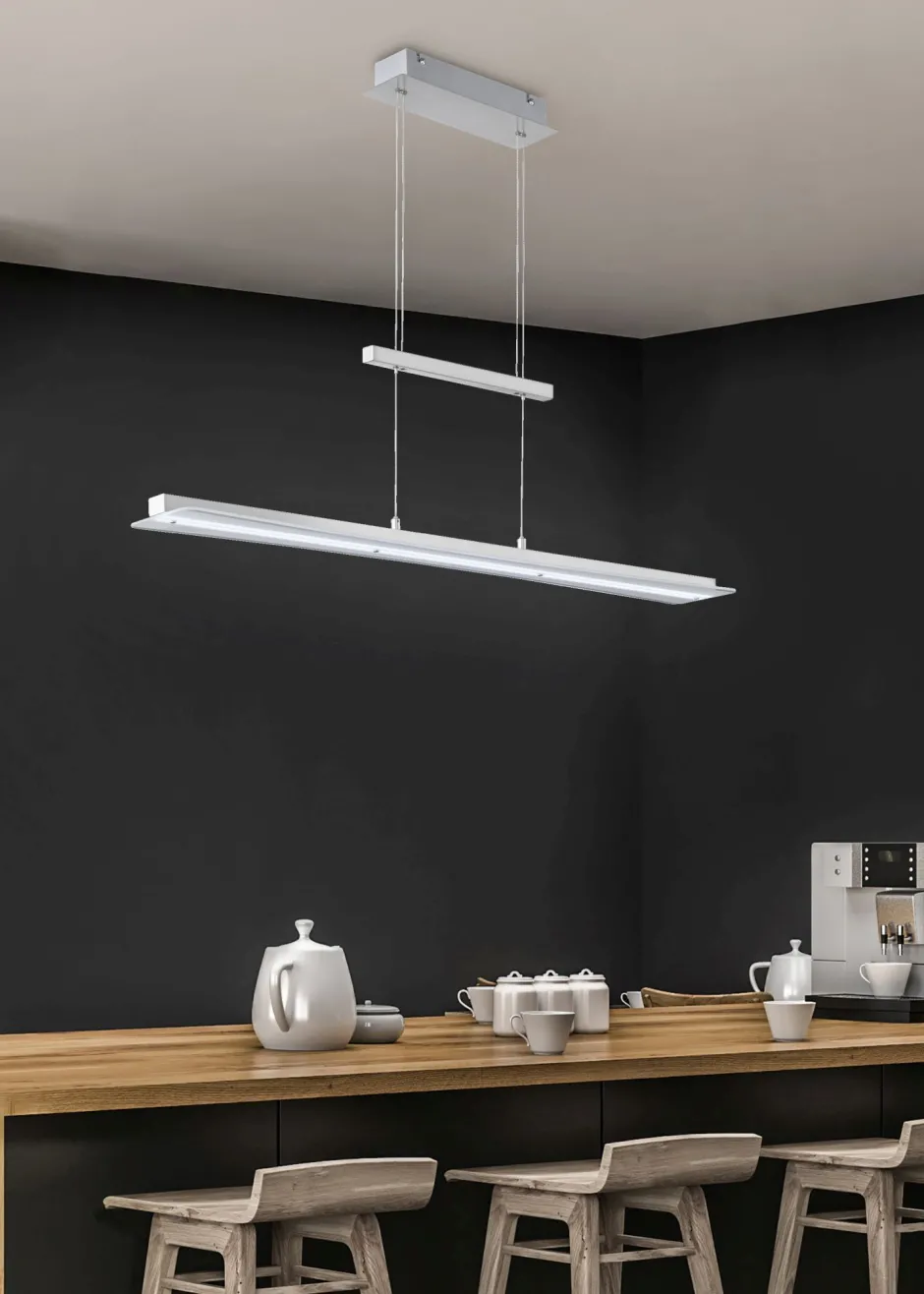 Hängelampen|Bürolampen*Trio Reality Große LED Hängeleuchte Metall Glas Touch Dimmer Nickel