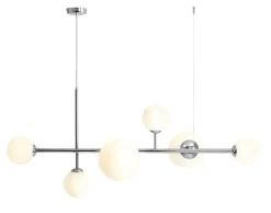 ALDEX Große Pendelleuchte Glas Metall Chrom Weiß 130 cm lang< Hängelampen|Bürolampen